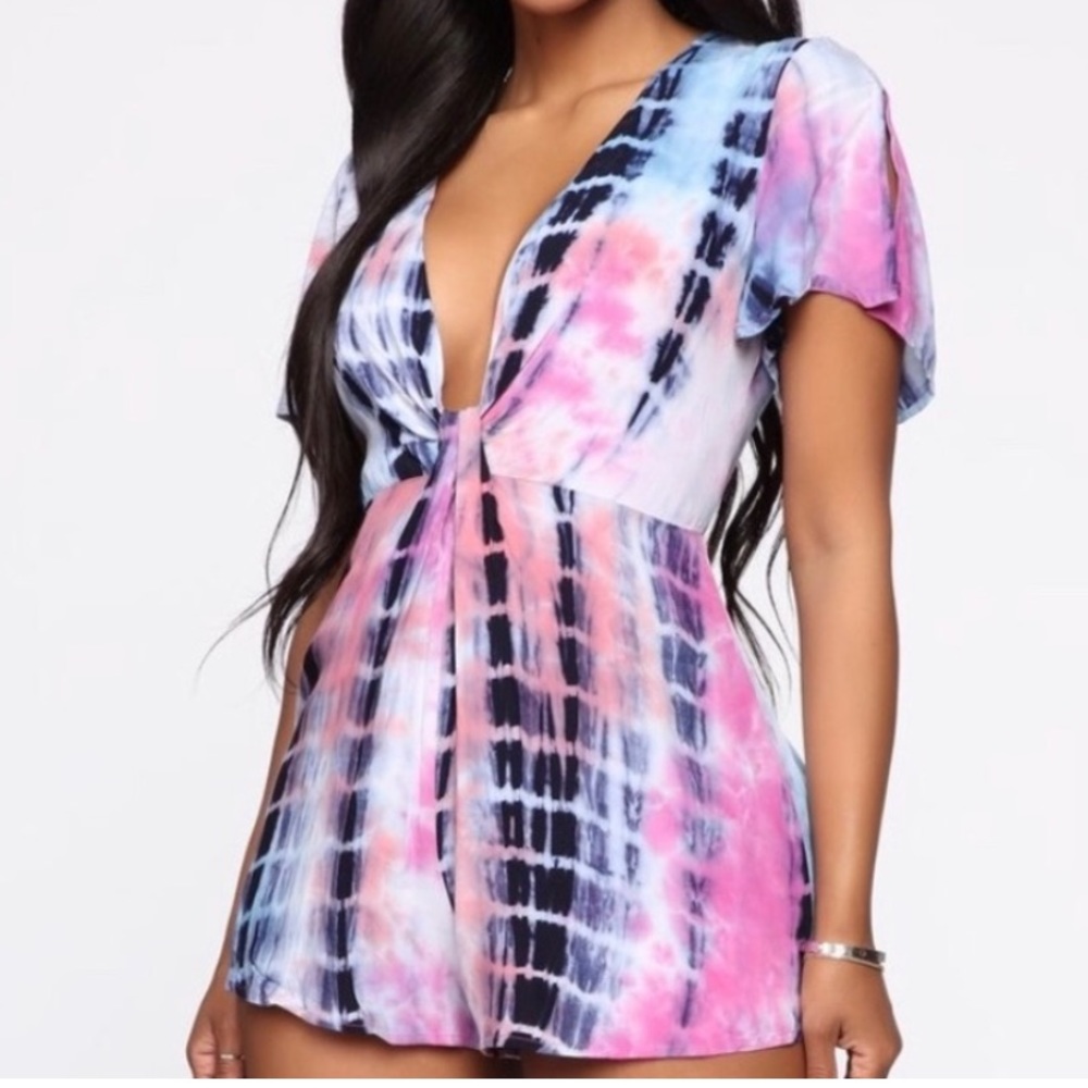 Blue Blush Tie Dye Romper